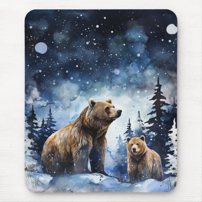 Alfombrilla De Ratón Oso Pardo y Bebé (Frente)