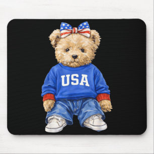 Alfombrilla De Ratón Oso patriótico lindo usa 4 de julio americano
