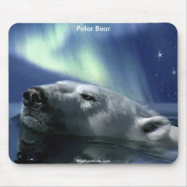 Alfombrilla De Ratón Oso Polar Ártico Nadador y Aurora