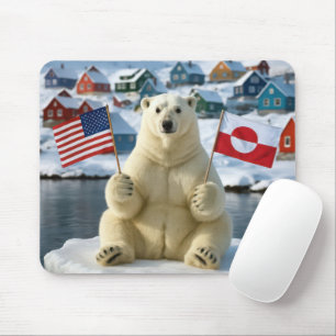 Alfombrilla De Ratón Oso Polar Con Banderas de Groenlandia y Estados Un