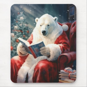 Alfombrilla De Ratón Oso polar de Navidad leyendo