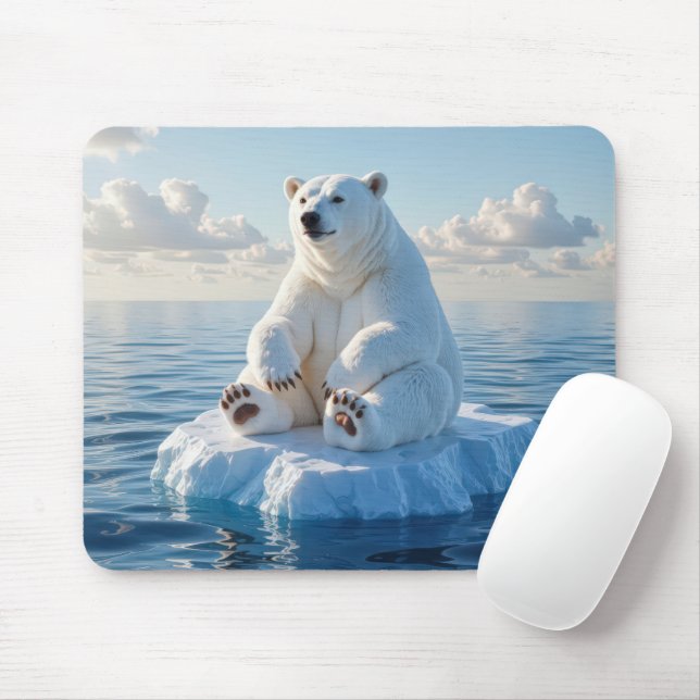 Alfombrilla De Ratón Oso polar flotando en un témpano de hielo (Con ratón)