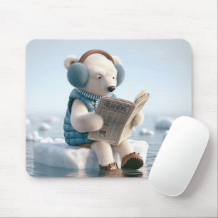 Alfombrilla De Ratón Oso polar leyendo un periódico