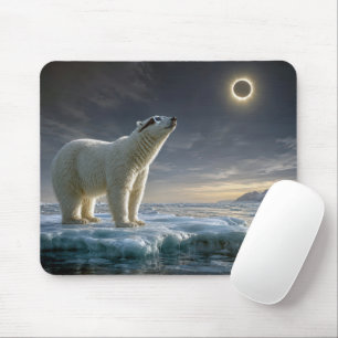 Alfombrilla De Ratón Oso Polar Mirando el Eclipse Solar