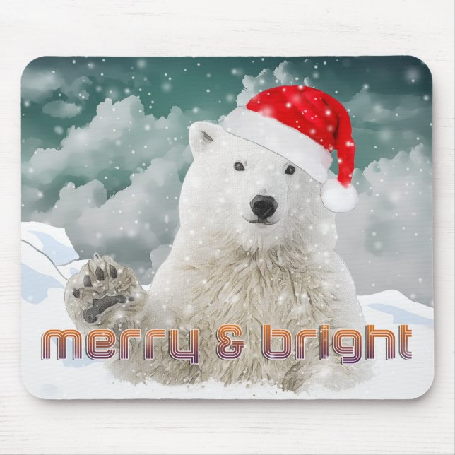 Alfombrilla De Ratón Oso Polar Santa | Navidades Beary Mousepad (Frente)