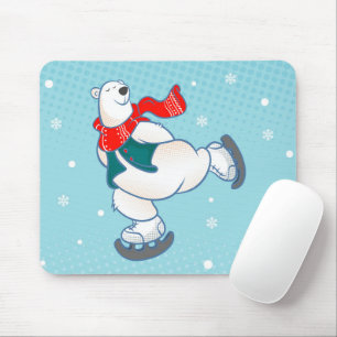 Alfombrilla De Ratón Oso polar sobre patines de hielo