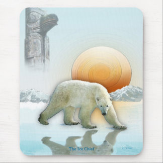 Alfombrilla De Ratón Oso Polar y arte de vida silvestre del tótem pole