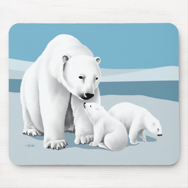 Alfombrilla De Ratón Oso Polar y Cachorros (Frente)