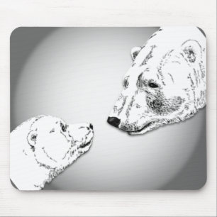 Alfombrilla De Ratón Oso Polar y Cub Mousepad Bear Art Mousepad