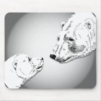 Alfombrilla De Ratón Oso Polar y Cub Mousepad Bear Art Mousepad