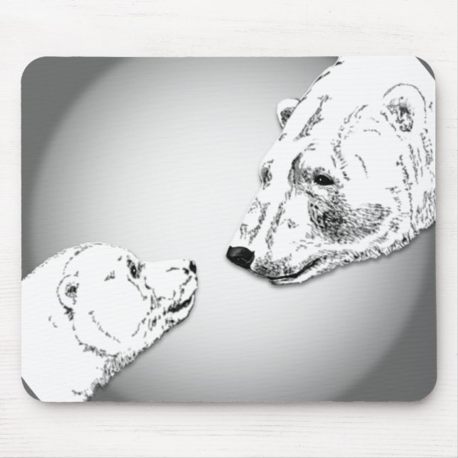 Alfombrilla De Ratón Oso Polar y Cub Mousepad Bear Art Mousepad (Frente)