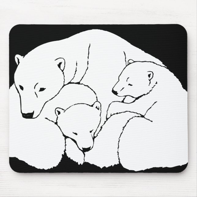 Alfombrilla De Ratón Oso Polar y Cubs Mousepad Vida silvestre Mousepad (Frente)