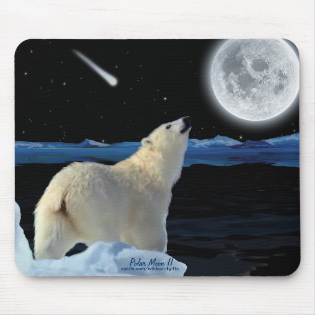 Alfombrilla De Ratón Oso Polar y Mousepad de Arte de la Luna Ártica (Frente)