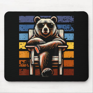 Alfombrilla De Ratón Oso Retro Genial con Gafas de Sol 70s 80s 90s Nove