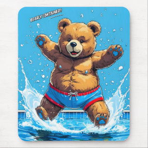 Alfombrilla De Ratón Oso Salvaje Piscina Vintage Verano