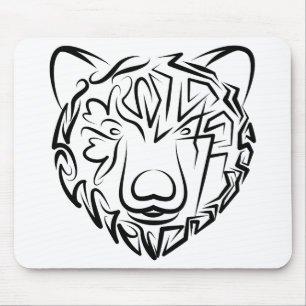 Alfombrilla De Ratón Oso tribal blanco y negro