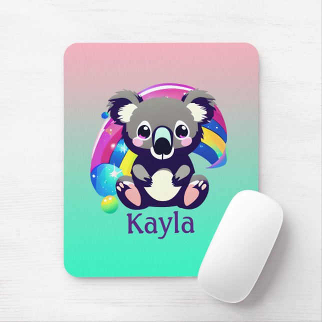 Alfombrilla De Ratón Oso y arcoiris de Koala personalizados (Con ratón)