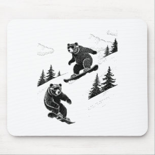 Alfombrilla De Ratón Osos de snowboard, deportes de invierno divertidos