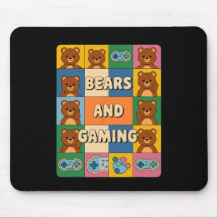 Alfombrilla De Ratón Osos Retro Y Juegos Divertido Amante De Los Osos V