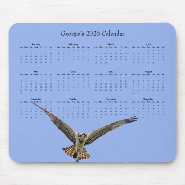 Alfombrilla De Ratón Osprey: Customize a full year 2026 calendar (Frente)
