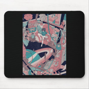 Alfombrilla De Ratón Otaku japonés, Chica Lofi estético de Anime Retro 