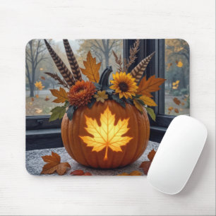Alfombrilla De Ratón Otoño Bouquet en una calabaza Naranja