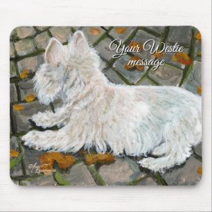 Alfombrilla De Ratón Otoño deja a Westie en patio