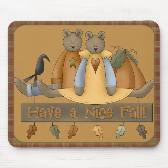 Alfombrilla De Ratón Otoño Teddy Bears Mousepad (Frente)