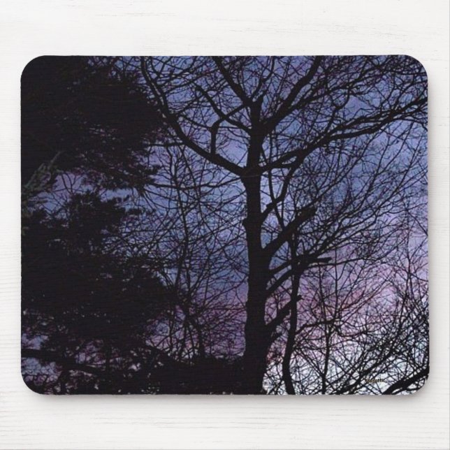 Alfombrilla De Ratón Otoño Woods Silhouette Sunset (Frente)
