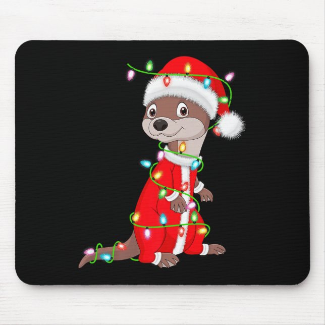 Alfombrilla De Ratón Otter Christmas Lights Santa Costume Cute Animal X (Frente)