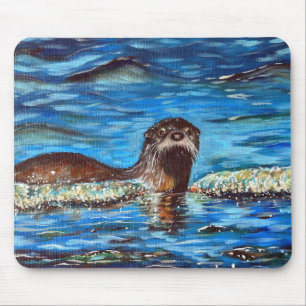 Alfombrilla De Ratón Otter in the Waves Painting