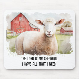 Alfombrilla De Ratón Oveja acuarela con cita religiosa