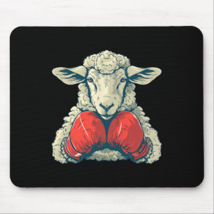 Alfombrilla De Ratón Oveja boxeadora con guantes de boxeo kickboxing di