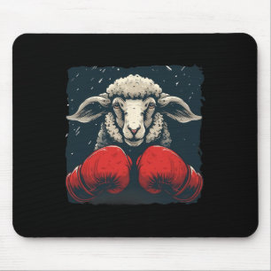 Alfombrilla De Ratón Oveja Boxeadora Con Guantes De Boxeo Kickboxing Di