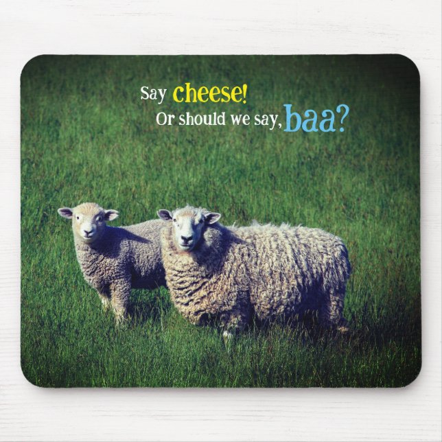 Alfombrilla De Ratón Oveja con cordero en pradera de hierba (Frente)