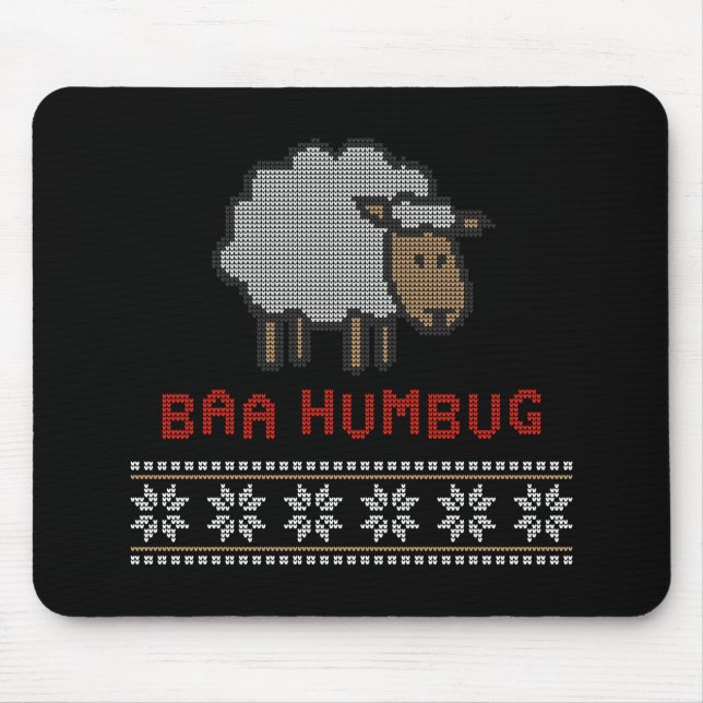 Alfombrilla De Ratón Oveja de Navidad Baa Humbug (Frente)