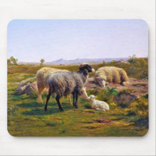 Alfombrilla De Ratón Oveja y cordero en la naturaleza (por Rosa Bonheur
