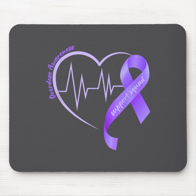 Alfombrilla De Ratón Overdose Awareness Month Purple Ribbon Heart Suprt (Frente)
