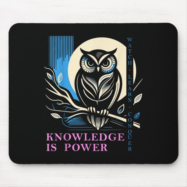Alfombrilla De Ratón Owl - Knowledge Is Wer - Wisdom Owl Design  (Frente)