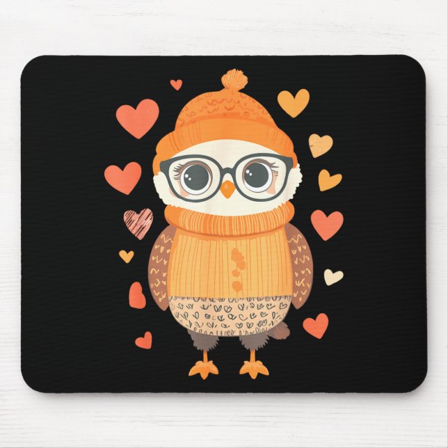 Alfombrilla De Ratón Owl Lover Heart Girls Valentine’s Day Women Owl  (Frente)