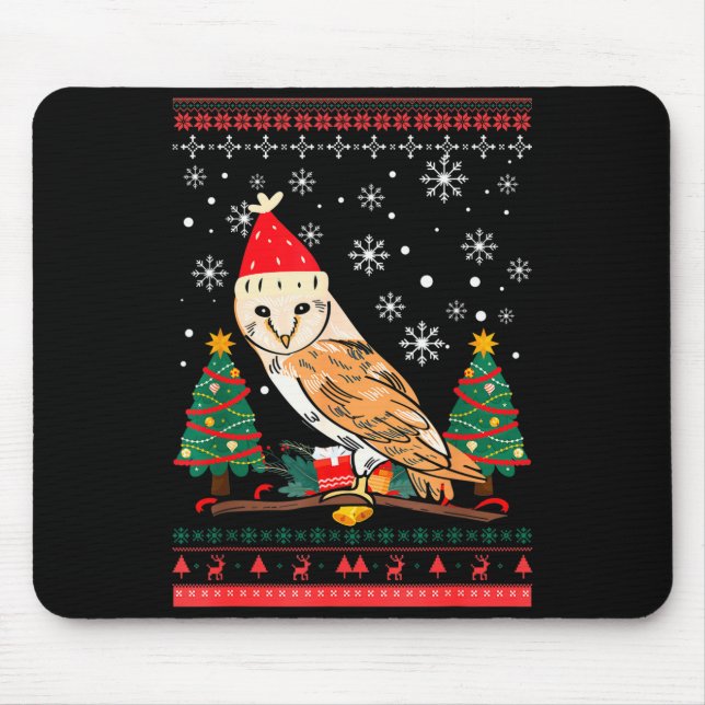 Alfombrilla De Ratón Owl Ugly Christmas Christmas Winter  (Frente)