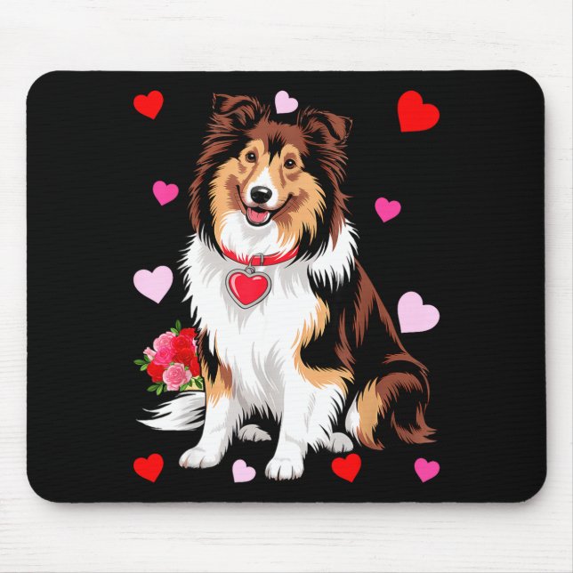 Alfombrilla De Ratón Owner Mom Dad Sheltie Dog Lover Valentines Day  (Frente)
