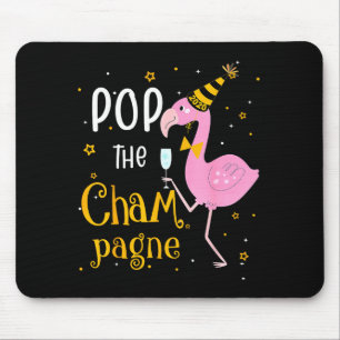 Alfombrilla De Ratón P El champán ¡Es Año Nuevo! Flamingo divertido dri