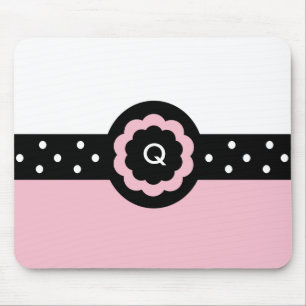 Alfombrilla De Ratón P: Monograma Q con Mousepad rosa y blanco
