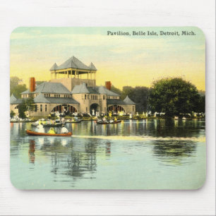 Alfombrilla De Ratón Pabellón, Isla Belle, Detroit Michigan 1915 Vinta