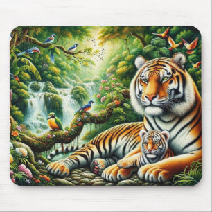 Alfombrilla De Ratón Pacífica escena de la jungla con pinturas de tigre