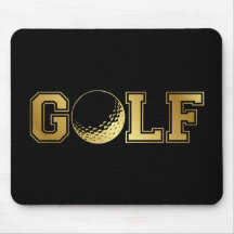 Pad de ratón de golf sofisticado en negro y oro