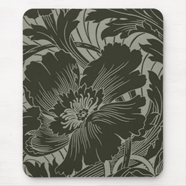 Alfombrilla De Ratón Pad de ratón de la línea de flores negras (Frente)