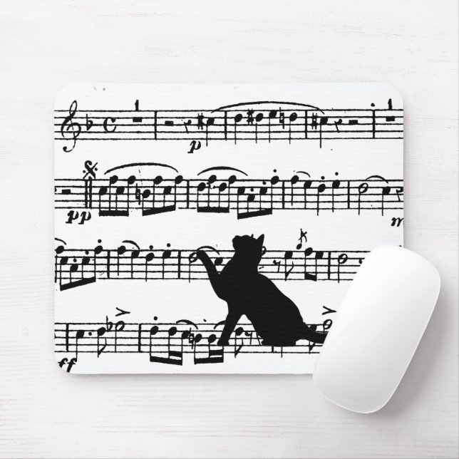 Alfombrilla De Ratón Pad de ratón de música para gato negro (Con ratón)