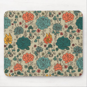 Alfombrilla De Ratón Pad de ratón de patrón de flor retro